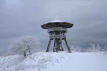 winter impressions around the harrow  tower at the velmerstot near silver river valley