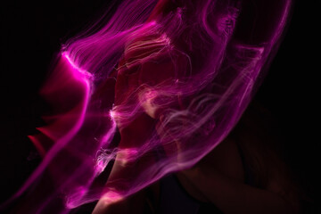 Obraz premium light painting portrait, new art direction, long exposure photo without photoshop, light drawing at long exposure 
