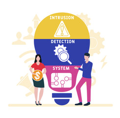 Flat design with people. IDS - Intrusion Detection System acronym, business concept background.   Vector illustration for website banner, marketing materials, business presentation, online advertising