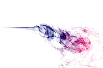 Neon pink, purple and blue smoke in the on a white isolated background. Background from the smoke of vape. Web and app concept.