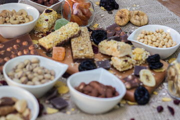 Granola bars with healthy nuts and dried fruits