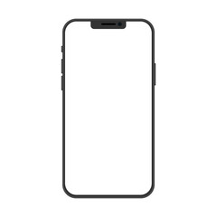A realistic model of a smartphone with a transparent screen. Front view of the device. Vector