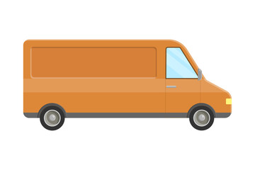 orange van with large blank space for text or logo. vector illustration.