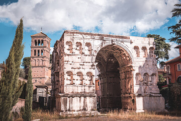 Janusbogen Arco di Giano in Rom, Italien
 - obrazy, fototapety, plakaty