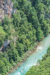 Fototapeta premium Aerial view at Tara river curve in Durmitor mountains