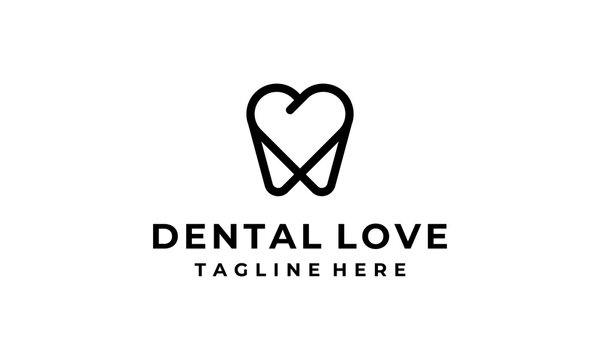 love heart dental tooth teeth logo design template