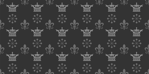 Royal background pattern. Retro. Colors: black and gray. Seamless wallpaper texture