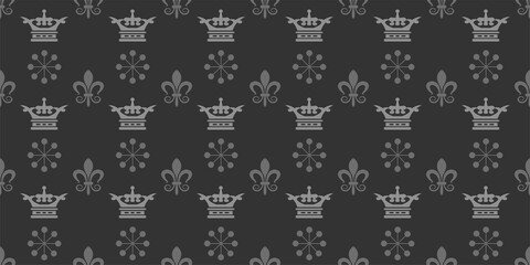 Royal background pattern. Retro. Colors: black and gray. Seamless wallpaper texture