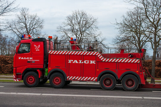 Red Danish Falck Wrecker truck