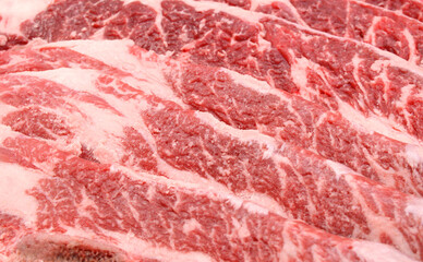 Raw Beef spare ribs on background