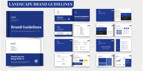 Fotobehang Landscape Brand Guideline Template Brochure Brand Guideline Brochure Brand Book bi fold brochure Landscape Brand Manual © Graphic Template