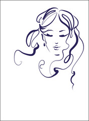 VECTOR Background with a
stylish  original hand-drawn graphics portrait  with beautiful young attractive girl 