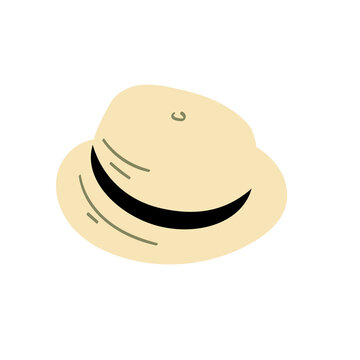 Cuban classical hat fedora illustration. Hand drawn islolated on white.