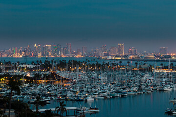 Fototapeta na wymiar San Diego skyline from Point Loma at dusk