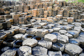 The basalt columns at famous Giant's Causeway in Northern Ireland, UK.