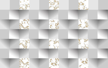 grey white golden square pattern design with shadow effect illustration.