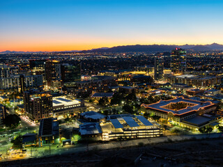 High angle view of the Tempe cityscape and city hall from A Mountain