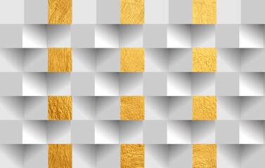 grey white golden square pattern design with shadow effect illustration.