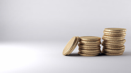 Bunch of golden coins stacked, 3d illustration