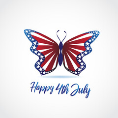 Butterfly USA flag colors logo vector