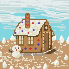 a pixel art of a Candy house