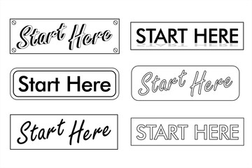 The directions for getting started say "Start Here" in a 3D embossed font style and flat design