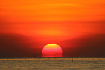 Natural phenomenon omega sunrise, Nature background