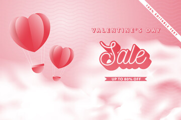 happy valentine's day banners sale promotion and discount, realistic and paper art style with editable text effect. Premium Vector