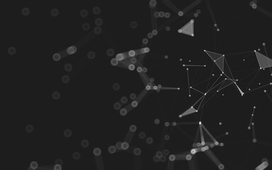 Abstract background. Molecules technology with polygonal shapes, connecting dots and lines. Connection structure. Big data visualization.