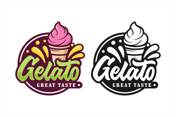 Ice cream gelato premium logo