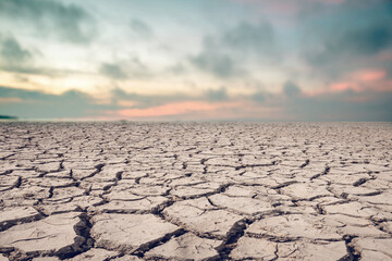 Fototapeta na wymiar Landscape ground cracks drought crisis environment.