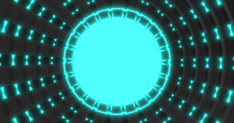 Render with blue techno tunnel