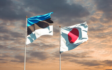 Flags of Japan and Estonia.