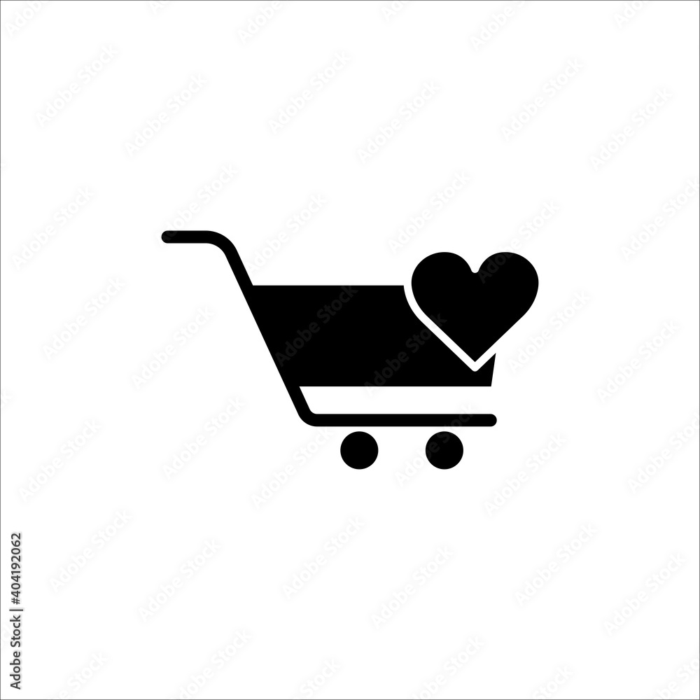 Poster shopping cart icon with heart. simple design editable. design template vector