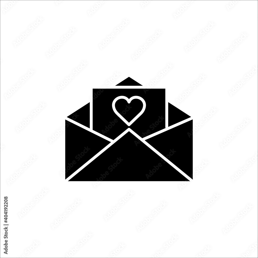 Aufkleber open message icon with heart. symbol of love. simple design editable. design template vector