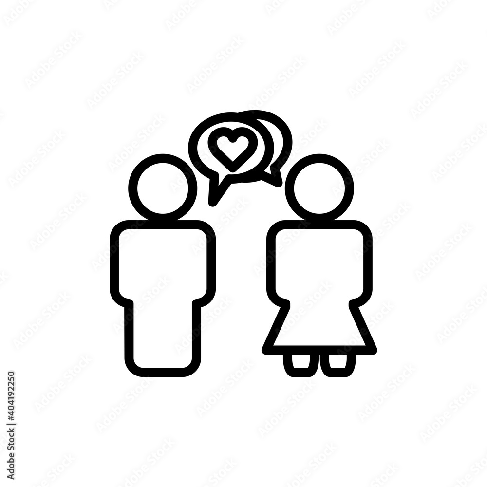 Poster people line icon with chat and heart. simple design editable. design template vector