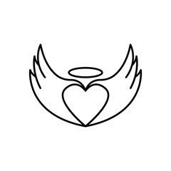 Heart line icon with angel wing. simple design editable. Design template vector