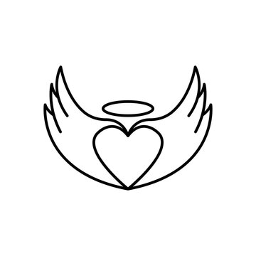 Heart line icon with angel wing. simple design editable. Design template vector