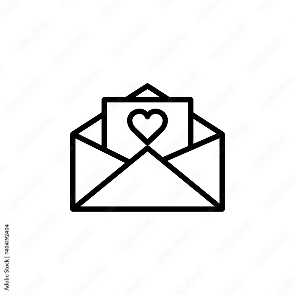Aufkleber open message line icon with heart. symbol of love. simple design editable. design template vector