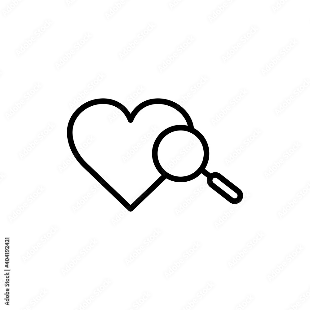 Aufkleber find line icon with heart. symbol of love. simple design editable. design template vector
