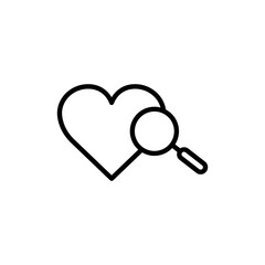 Find line icon with heart. symbol of love. simple design editable. Design template vector