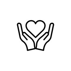 Fototapeta premium Hand line icon with heart. symbol of love. simple design editable. Design template vector