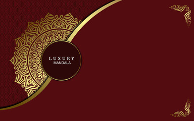 Luxury gold mandala ornate background for wedding invitation, book cover with mandala element style premium vector