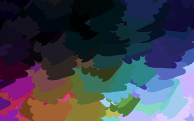 Dark Multicolor vector backdrop with memphis shapes.