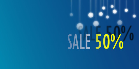 sale 50% percent on blue background
