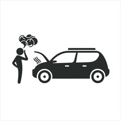 illustration of man and car broke down.