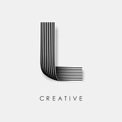 White. Design letter L with folded paper shape. Letter logo with paper Stroke.