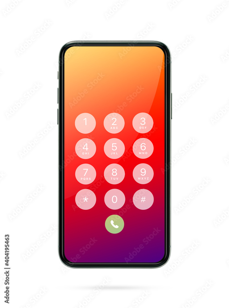Poster display keypad with numberst for mobile phone.keypad for template in touchscreen device. mockup phon