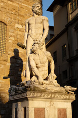 Statue of Hercules and Cacus by sculptor Bartolommeo Bandinelli, outside Palazzo Vecchio, the town hall of Florence