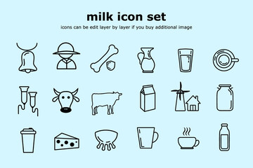 18 icons set of milk blue AD263